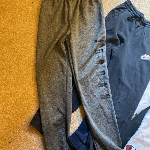 YXL lot of 6 Under Armor, Nike, Champion & Jordan Kids Joggers in Black and Navy - Picture 2 of 6